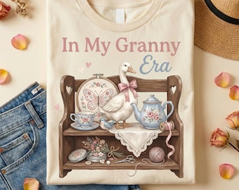 In My Granny Era PNG Design, Grannycore Shirt Design, Vintage Goose PNG, Cottagecore Grandma Core, Coquette Vintage Aesthetic, Digital PNG
