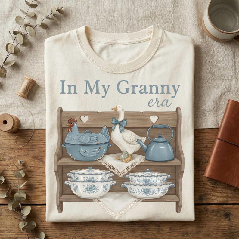 In My Grandma Era digitale png-shirtontwerp, vintage gans keukenplank kunst, oma kern afbeelding, sublimatie png Instant Download afbeelding 1