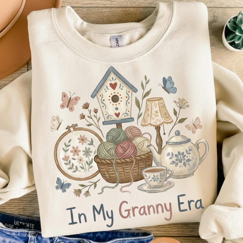 Pacote de imagens PNG digitais "In My Grandma Era" para download instantâneo, com designs vintage para camisetas da vovó. Conjunto de imagens PNG para sublimação. imagem 10