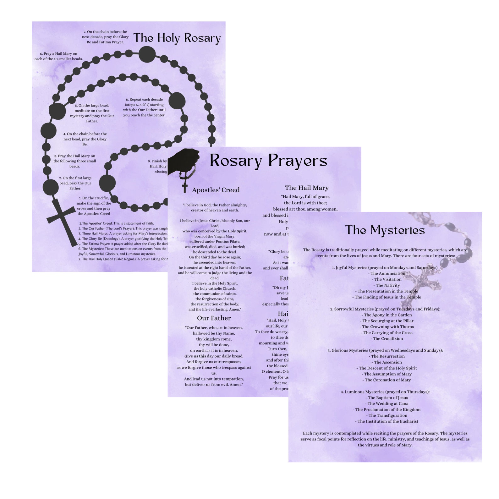 How to Pray the Rosary Catholic Printable Prayer Packet PDF - Beginner ...