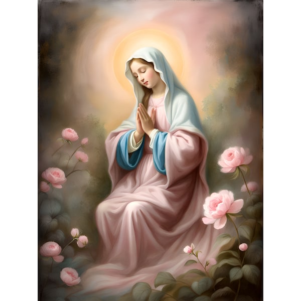 Blessed Virgin Mary wall art, downloadable digital print, catholic printable, digital download, christian, printable prayer card