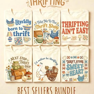 Kringloopbundel PNG-ontwerpen, breng me naar de Thrift Shop-ontwerpbundel, 6 ontwerp-bestsellersbundel, digitale PNG Instant Download