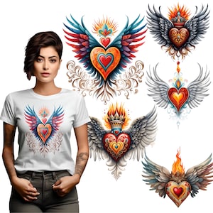5 Mexicaans hart transparante achtergrond PNG | Mexicaanse harten | T-shirtontwerp | Mexico | Mexicaanse sublimatie | Bloemenhart | heilig Hart