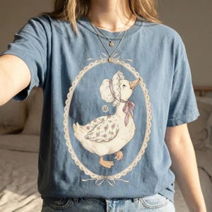 Vintage Goose PNG Design Instant Download, Cottagecore Grannycore Coquette Goose Shirt Design, Sublimation PNG, Farmhouse Spring Graphic image 1