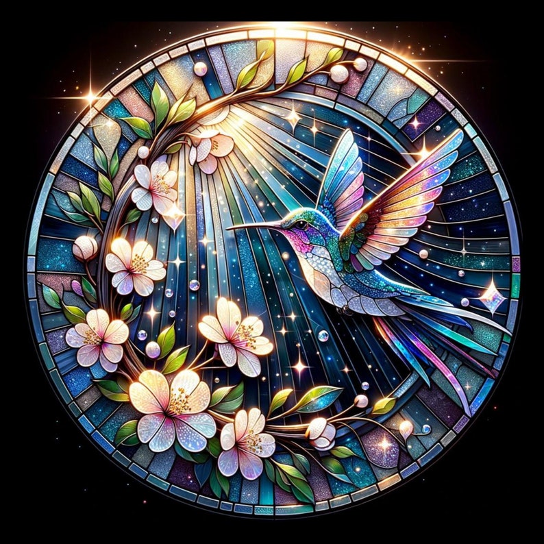 Hummingbird Stained Glass Png Round Stained Glass Sublimation, Humming