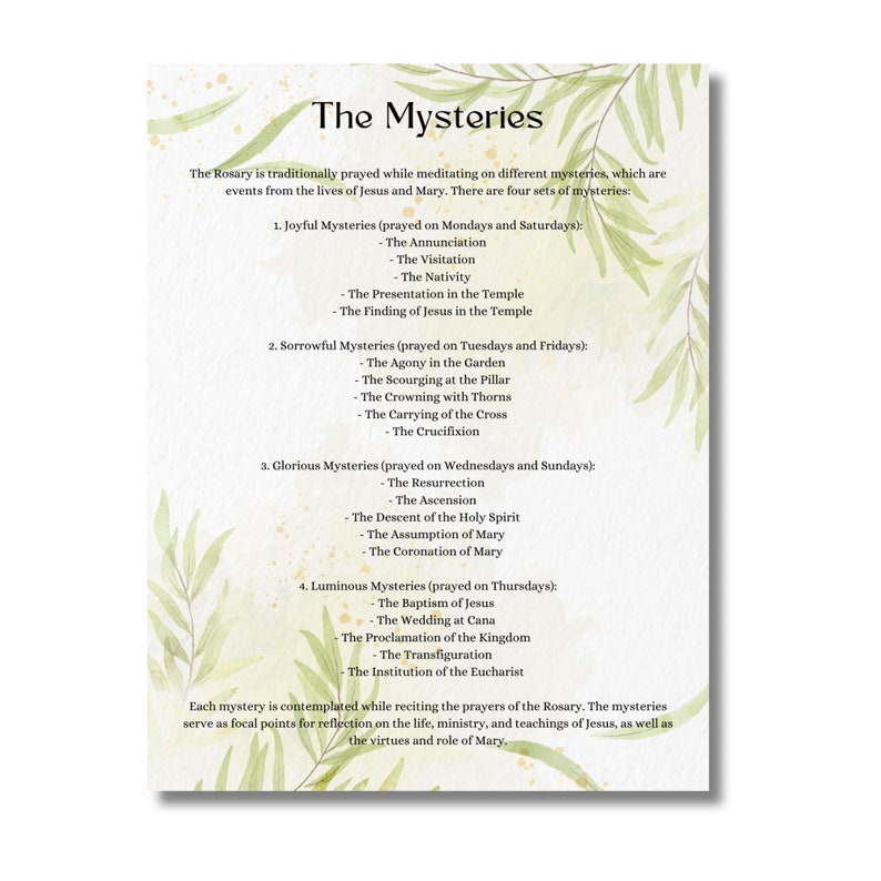 How to Pray the Rosary Catholic Printable Prayer Packet PDF Beginner ...