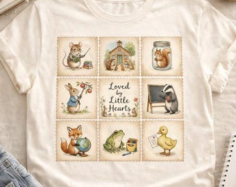 Teacher Animals Classroom style Digital PNG Shirt Design Instant Download, Sublimation Shirt Design, cute teacher PNG, vintage style