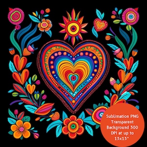 15+ Mexicaanse hart transparante achtergrond PNG | Mexicaanse bloemenposter | Neon | Bloemenmarkt | Mexico | Mexicaanse sublimatie | Bloemenhart |