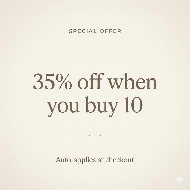 May include: A beige background with the text "SPECIAL OFFER" at the top. The text "35% off when you buy 10" is in the center, with "..." below it. The text "Auto-applies at checkout" is at the bottom.