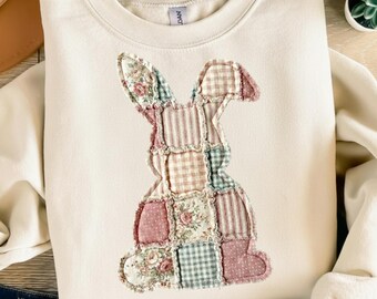 Patchwork Bunny PNG Design Instant Download, Quilted Bunny Silhouette Digital PNG, Easter Spring Bunny PNG, Sublimation dtf Shirt Design