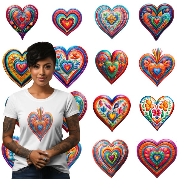 12+ Mexican Heart Transparent Background PNG | Mexican Flowers Poster | Neon | Flower Market | Mexico | Mexican Sublimation | Flower Heart |