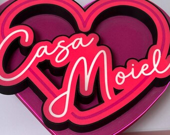 Custom Casa Amor Heart LED Sign | Personalized Neon Style Watch Party Decor