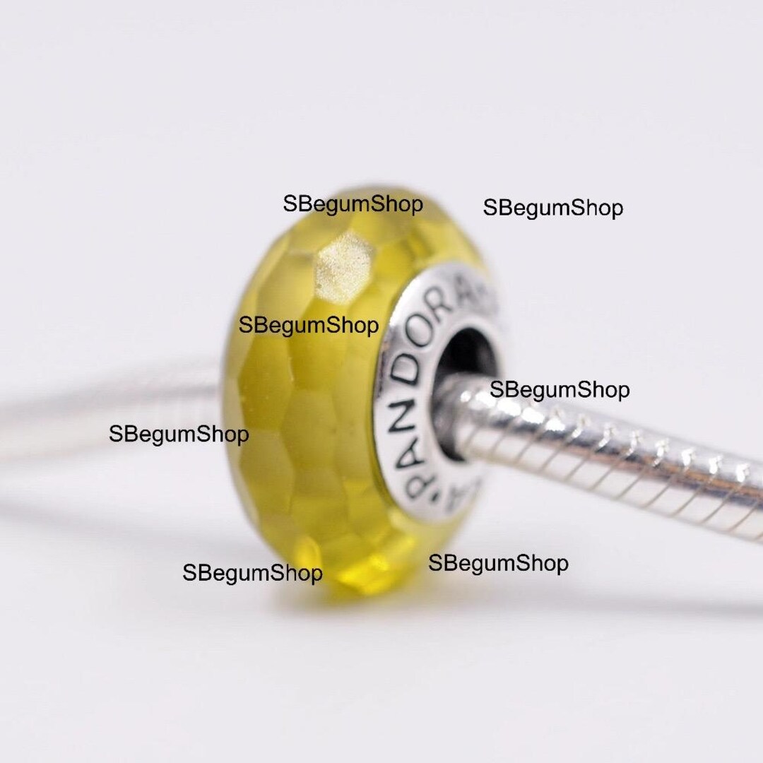 Pandora Murano Glass Charm: Golden Faceted Bead, Sterling Silver - Etsy UK