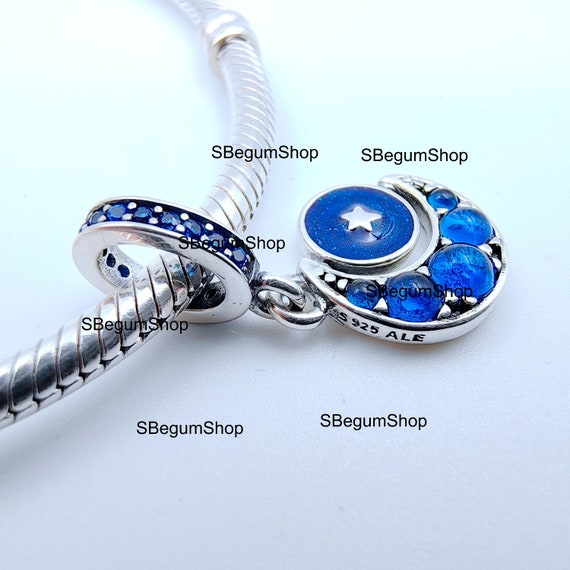 Pandora Sterling Silver Sparkling Moon Spinning Dangle Charm