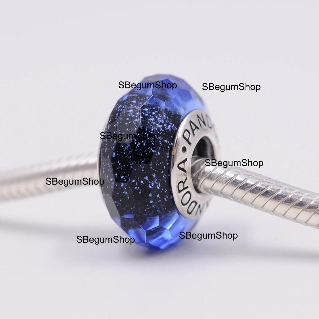 Pandora Murano Glass Charm Iridescent Blue Sterling Silver Bead - Etsy