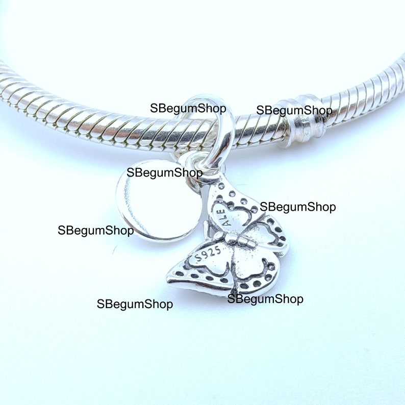 PANDORA Sterling Silver Blue Butterfly Double Dangle Charm With Blue ...