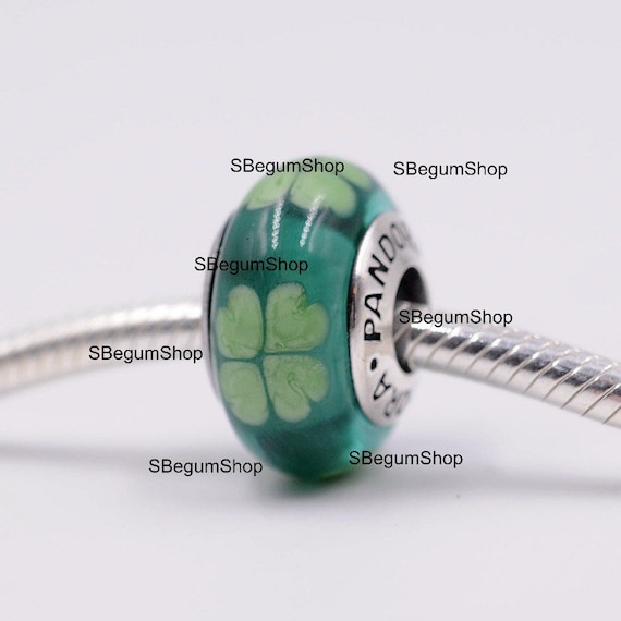 Pandora Charm Grun Murano Glas Vierblattriges Kleeblatt Kuss mich ich bin irische Shamrock Perle Sterling Silber S925 ALE 790927 Neu Etsy