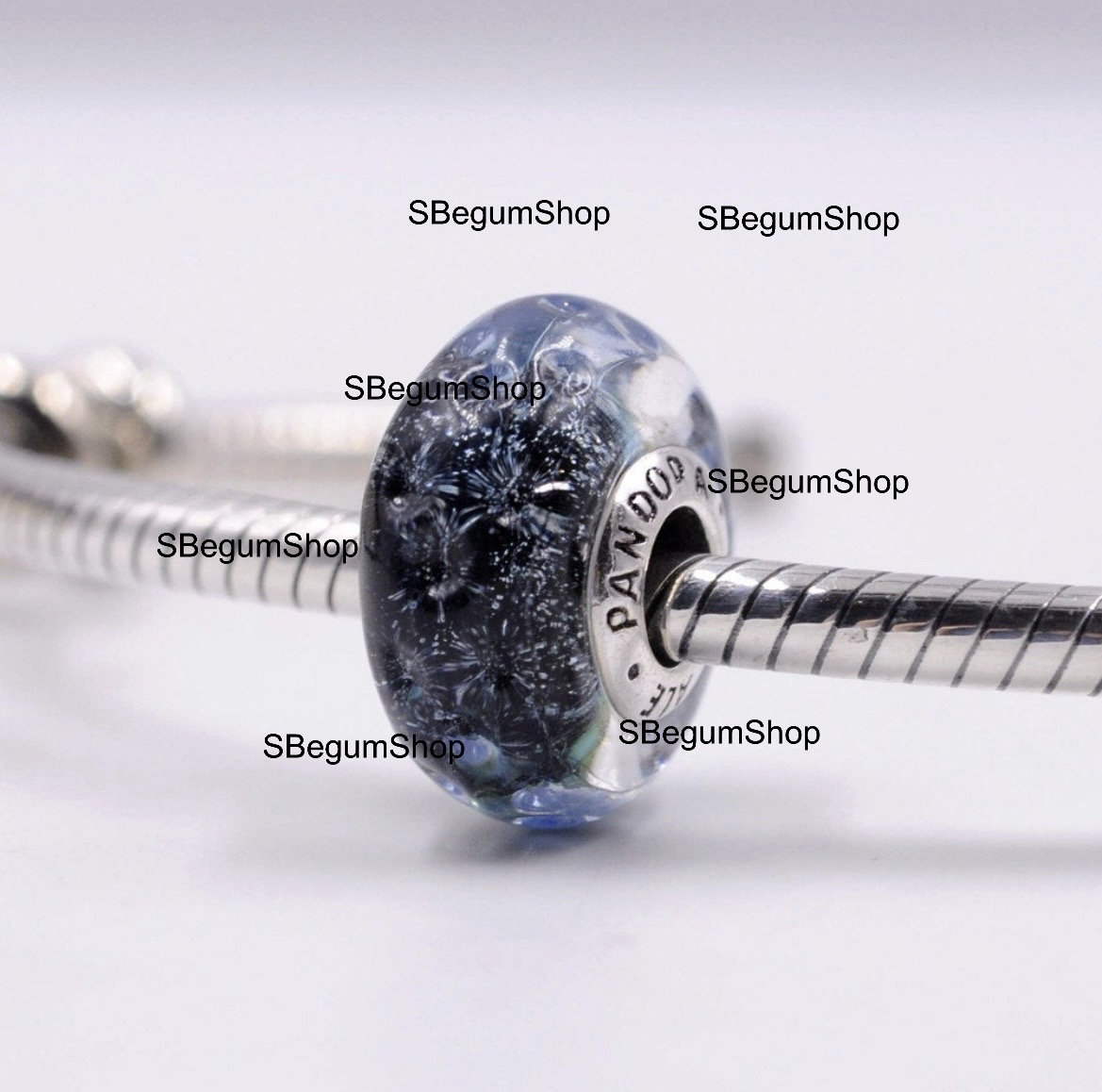 MARIABLACK OCEAN CHARM のみ Pandora Wavy Dark Blue Murano Glass Ocean Charm Bead Silver