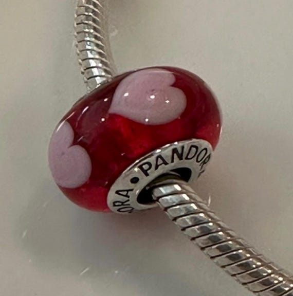Murano Glass Pandora Red Heart Charm Retired Pandora Cerise Heart