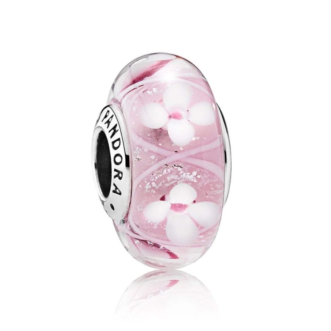 Pandora Murano Glass Charm, Pink Field of Flowers, Sterling Silver ...