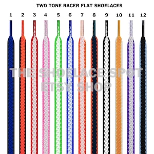 1 Pair Two Tone Racer Pattern 2024 Style Shoelaces 5/16th Inch Flat Replacement Statement laces