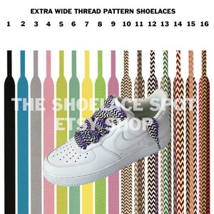 1 Pair Xtra Wide Thread Pattern Lanvin Shoelaces 1&quot; Inch Flat Replacement Statement laces