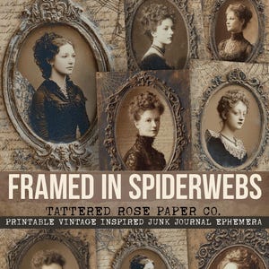Framed In Spiderwebs Junk Journal, Spooky Junk Journal, Scary Junk Journaling Photos, Creepy Ephemera, Halloween Junk Journal, Creepy Photos