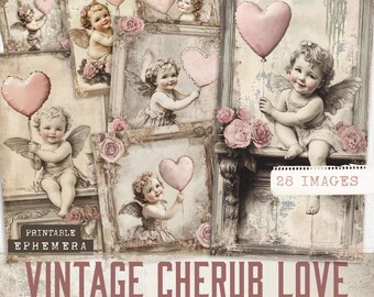 Cherub Love Junk Journal, Valentine Junk Journaling, Junk Journaling Valentine Ephemera, Love Junk Journaling, Valentine's Day Journal
