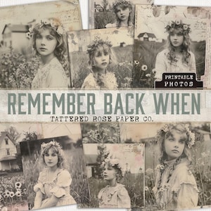 Remember Back When Junk Journal Kit, Vintage photographs, Shabby Junk Journaling, Printable Fussy Cut Ephemera, Floral Junk Journaling