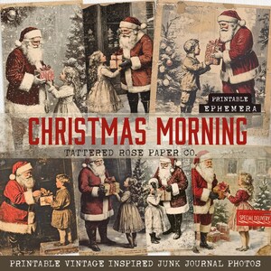 Christmas Morning Junk Journal Kit, Santa Junk Journaling, Junk Journaling Christmas Ephemera, Christmas Vintage Ephemera, Vintage Photos