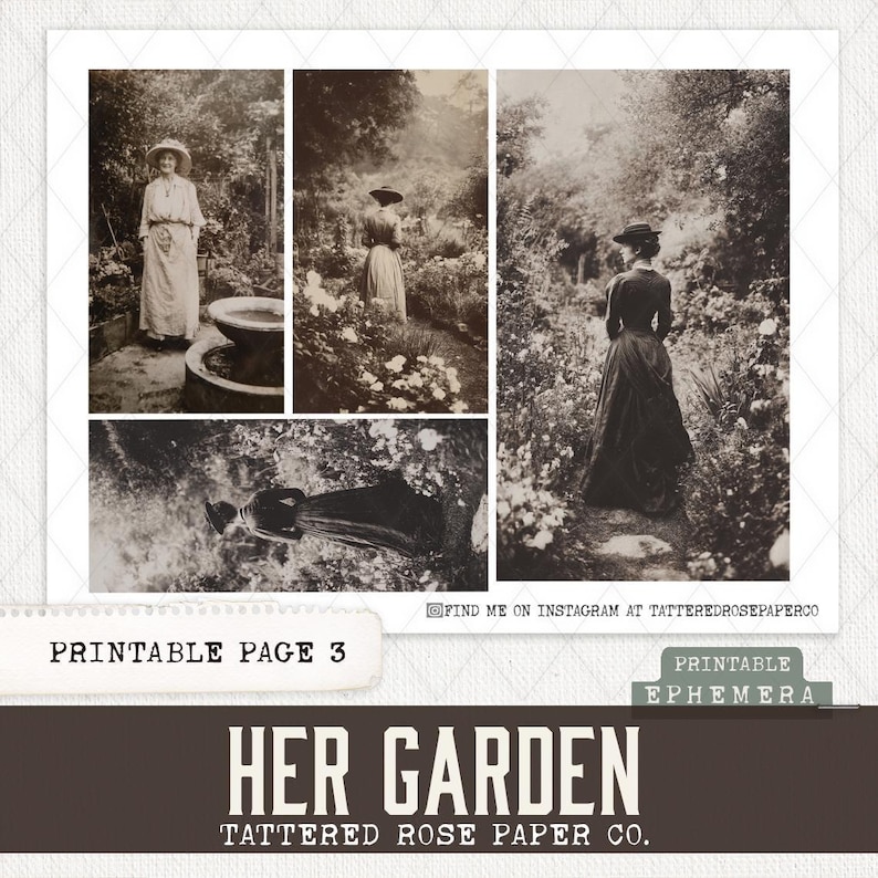 Her Garden Junk Journal, Junk Journal Garden, Junk Journaling Printable's, Vintage Junk Journal Photographs, Victorian Lady Garden Journal image 4