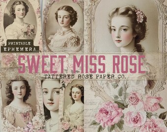 Sweet Miss Rose Junk Journal, Rose Junk Journaling Printable, Vintage Junk Journal Photographs, Victorian Girl Junk Journal Ephemera