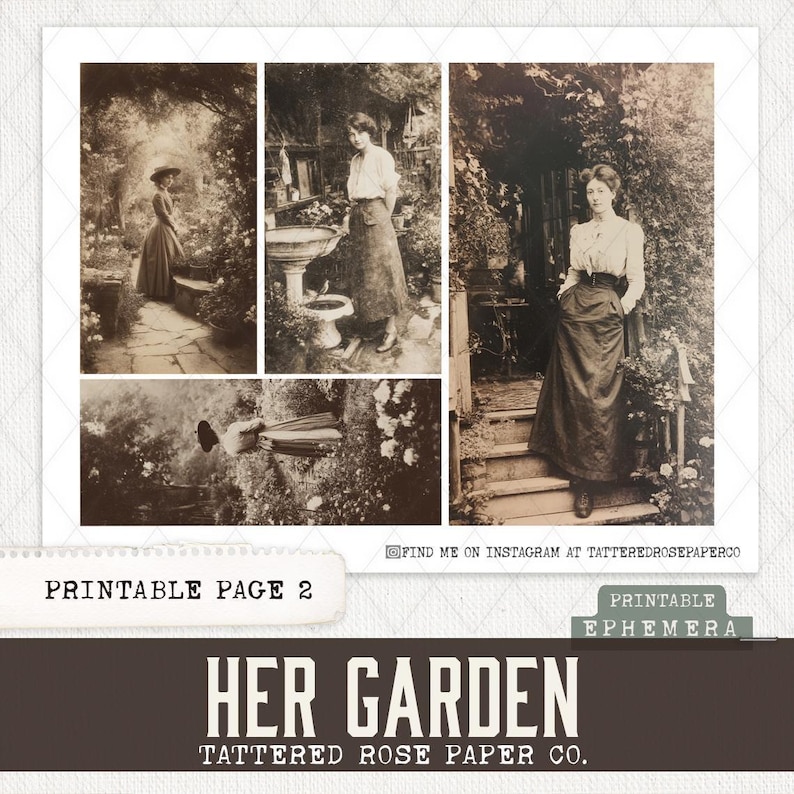 Her Garden Junk Journal, Junk Journal Garden, Junk Journaling Printable's, Vintage Junk Journal Photographs, Victorian Lady Garden Journal image 3