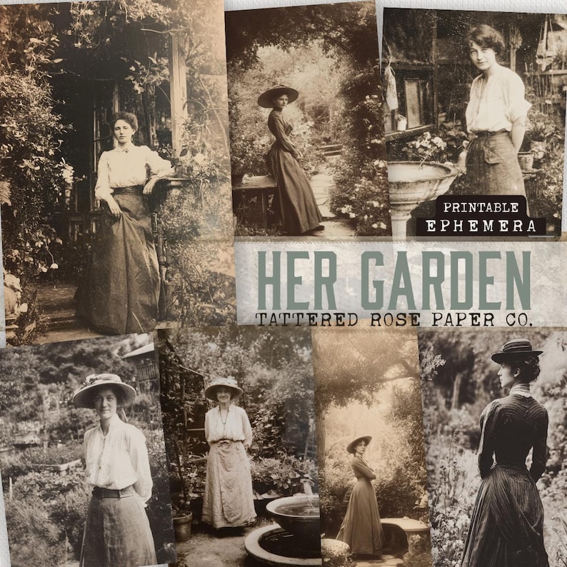 Her Garden Junk Journal, Junk Journal Garden, Junk Journaling Printable's, Vintage Junk Journal Photographs, Victorian Lady Garden Journal image 1