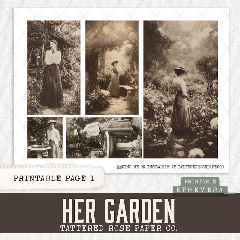 Her Garden Junk Journal, Junk Journal Garden, Junk Journaling Printable's, Vintage Junk Journal Photographs, Victorian Lady Garden Journal image 2
