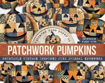 Patchwork Pumpkins Junk Journal, Pumpkin Junk Journal, Fall Junk Journaling, Fall Ephemera, Fall Junk Journal Fussy Cuts, Fall Fussy Cuts