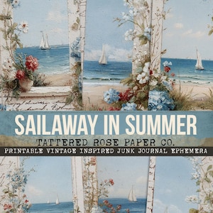 Sail Away Ephemera, Printable Vintage Beach Ephemera, Junk Journal Coastal, Ocean Junk Journal, Beach Printable Journal, Sailing Journal
