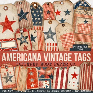 Fourth of July Junk Journal Tags, Independence Day Junk Journal, Patriotic Journal Tags, Patriotic Ephemera, Patriotic Vintage Tags