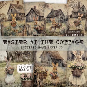 Easter At The Cottage Junk Journal, Junk Journal Bunny, Printable Spring Ephemera, Junk Journal Spring, Fussy Cut Easter, Easter Printables