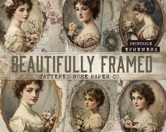Beautifully Framed Junk Journal, Lady Junk Journal, Junk Journaling Printables, Junk Journal Florals, Junk Journal Ephemera, Fussy Cuts
