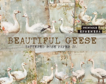 Beautiful Geese Junk Journal, Junk Journaling Printables, Junk Journal Goose Ephemera, Junk Journal Geese Ephemera, Vintage Journal