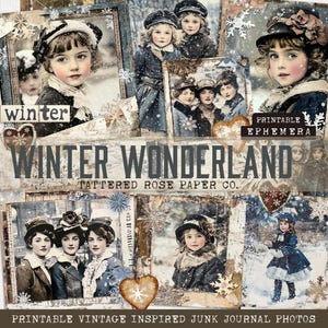 Kit de diario basura vintage de Winter Wonderland, diario basura de invierno, efímeras navideñas de diario basura, kit de diario basura de invierno