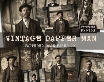 Vintage Dapper Man, Junk Journal Masculine, Junk Journaling Printable, Vintage Mens Photographs Junk Journal, Gentlemen's Portraits Journal