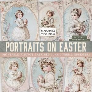 Retratos de Pascua, Diario basura de Pascua, Efímeras de primavera imprimibles, Diario basura de primavera, Recortes de Pascua, Pascua victoriana