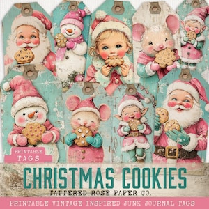 Christmas Cookies Junk Journal Tags, Christmas Tags, Printable Tags, Winter Junk Journal, Printable Junk Journal, Christmas Junk Journal