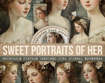 Portraits Of Her Junk Journal, Junk Journaling Printable, Junk Journal Photographs, Victorian Junk Journal Ephemera, Victorian Junk Journal