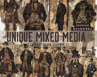 Unique Mixed Media, Junk Journaling Printable, Mens Junk Journal Tags, Mixed Media Printable, Masculine Junk Journal, masculine Junk Journal
