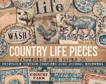 Country Life Junk Journal Ephemera, Junk Journal Farm Ephemera, Country Junk Journaling Printable, Farm Junk Journal Photos, Farm Life