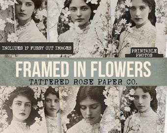 Framed In Flowers Junk Journal , Junk Journaling Printables, Vintage Junk Journal, Victorian Junk Journal, Floral Junk Journal Ephemera