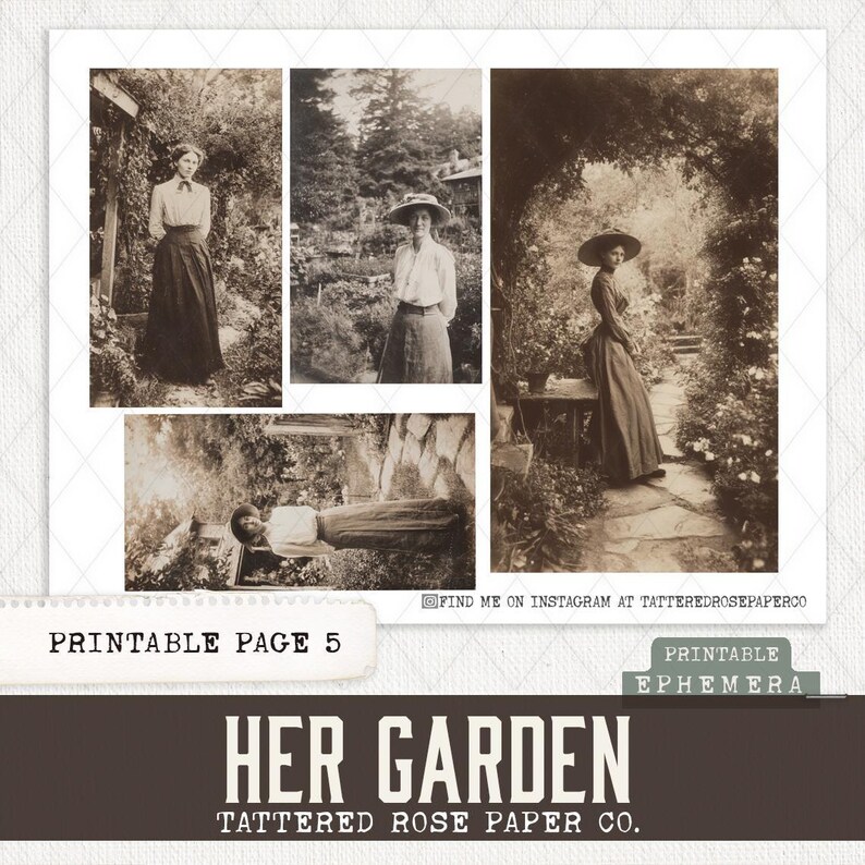 Her Garden Junk Journal, Junk Journal Garden, Junk Journaling Printable's, Vintage Junk Journal Photographs, Victorian Lady Garden Journal image 6
